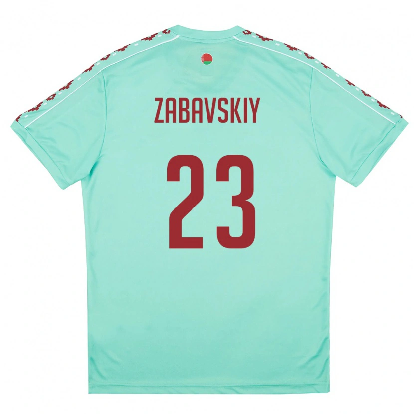 Danxen Mujer Camiseta Bielorrusia Matvey Zabavskiy #23 Verde Claro Borgoña 2ª Equipación 26-28 La Camisa México