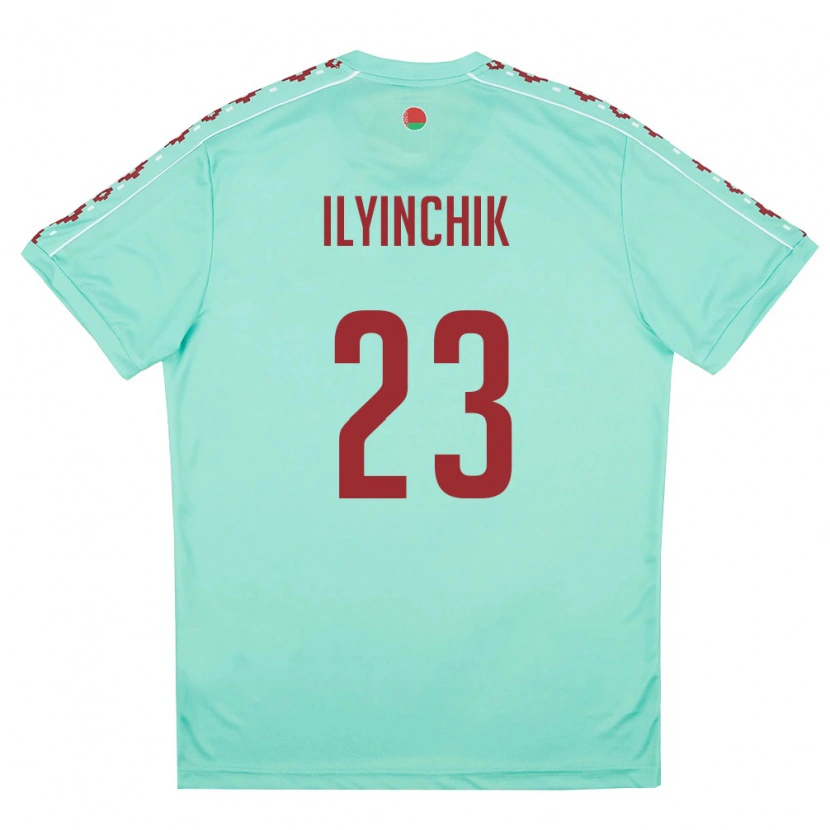 Danxen Mujer Camiseta Bielorrusia Daniil Ilyinchik #23 Verde Claro Borgoña 2ª Equipación 26-28 La Camisa México