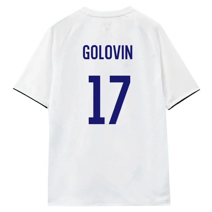 Danxen Mujer Camiseta Rusia Aleksandr Golovin #17 Blanco Marrón Negro 2ª Equipación 26-28 La Camisa México