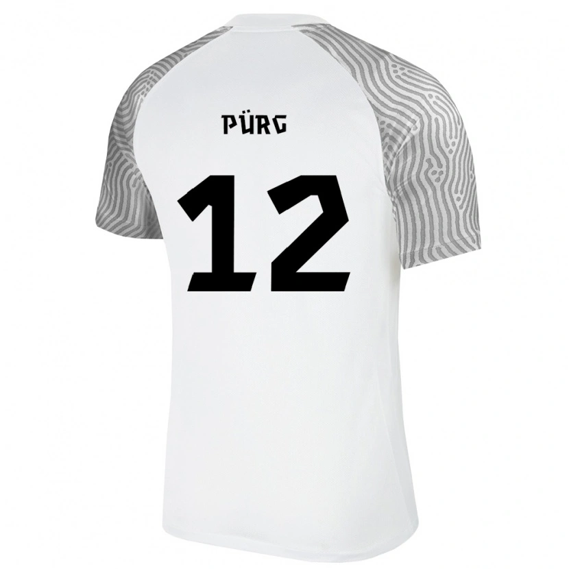 Danxen Mujer Camiseta Estonia Gregor Pürg #12 Blanco Gris 2ª Equipación 26-28 La Camisa México
