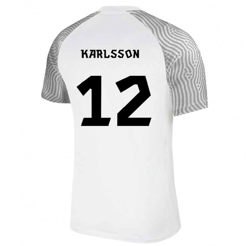 Danxen Mujer Camiseta Estonia Sander Karlsson #12 Blanco Gris 2ª Equipación 26-28 La Camisa México