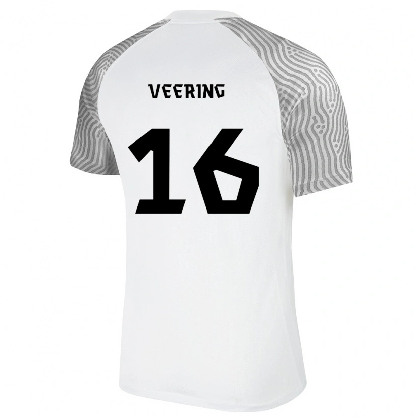 Danxen Mujer Camiseta Estonia Robert Veering #16 Blanco Gris 2ª Equipación 26-28 La Camisa México