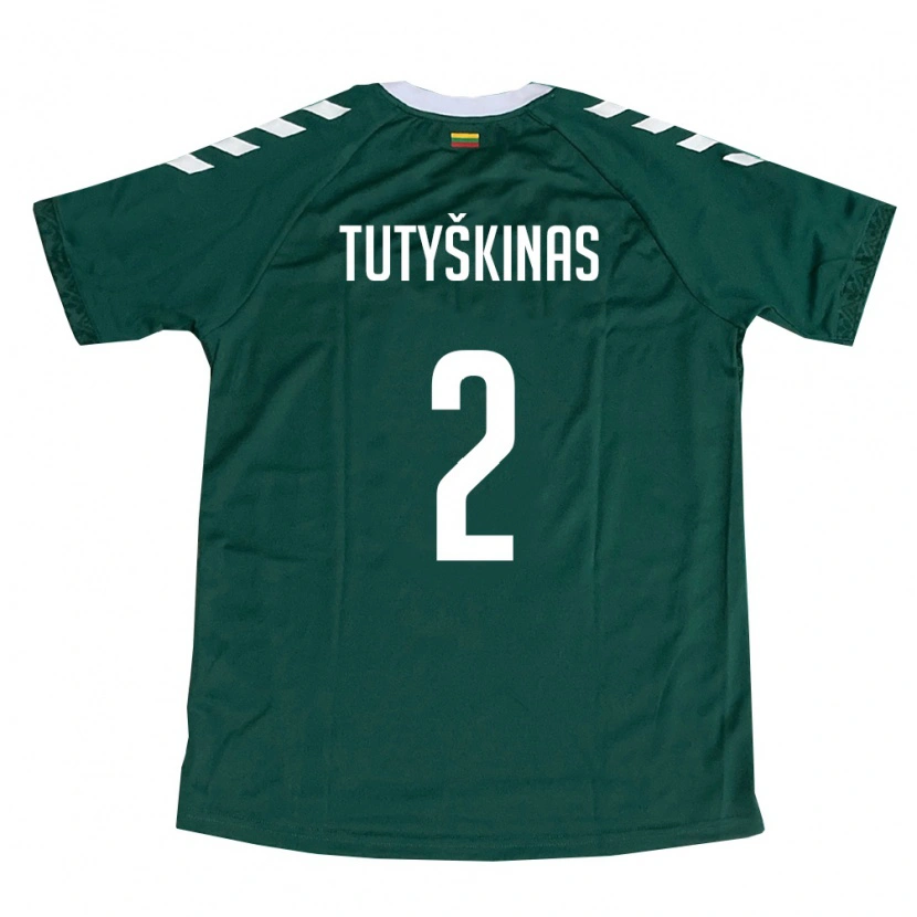 Danxen Mujer Camiseta Lituania Artemijus Tutyskinas #2 Verde Oscuro Blanco 2ª Equipación 26-28 La Camisa México