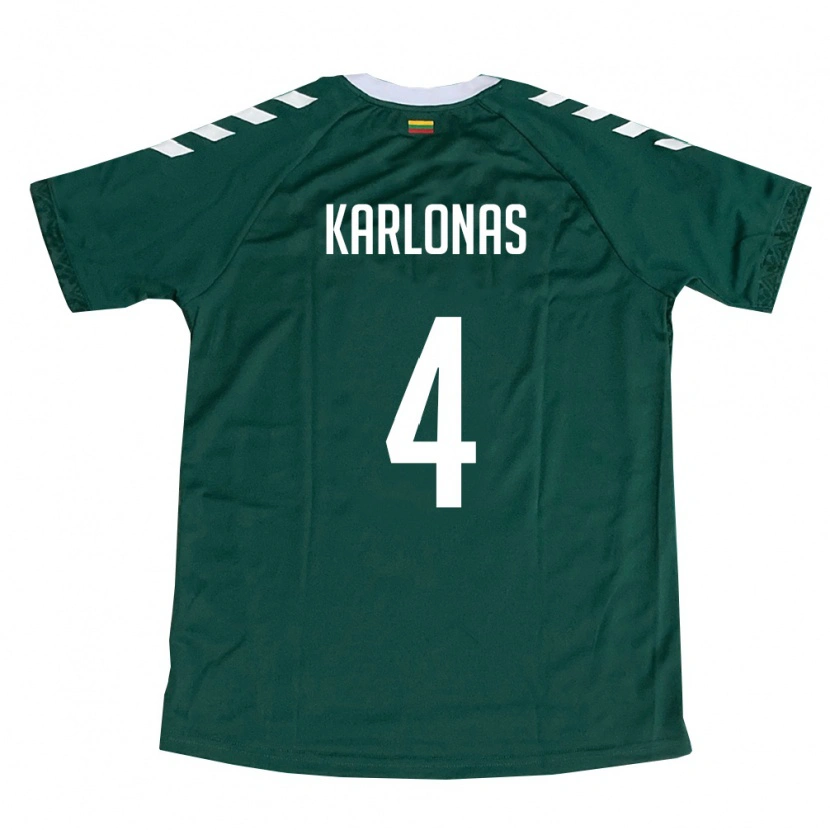 Danxen Mujer Camiseta Lituania Algirdas Karlonas #4 Verde Oscuro Blanco 2ª Equipación 26-28 La Camisa México