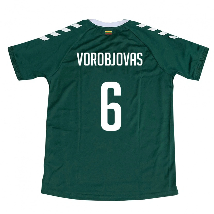 Danxen Mujer Camiseta Lituania Modestas Vorobjovas #6 Verde Oscuro Blanco 2ª Equipación 26-28 La Camisa México