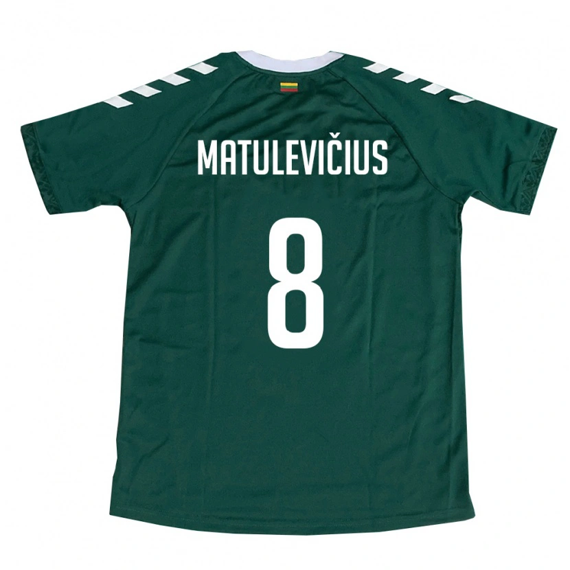 Danxen Mujer Camiseta Lituania Giedrius Matulevičius #8 Verde Oscuro Blanco 2ª Equipación 26-28 La Camisa México