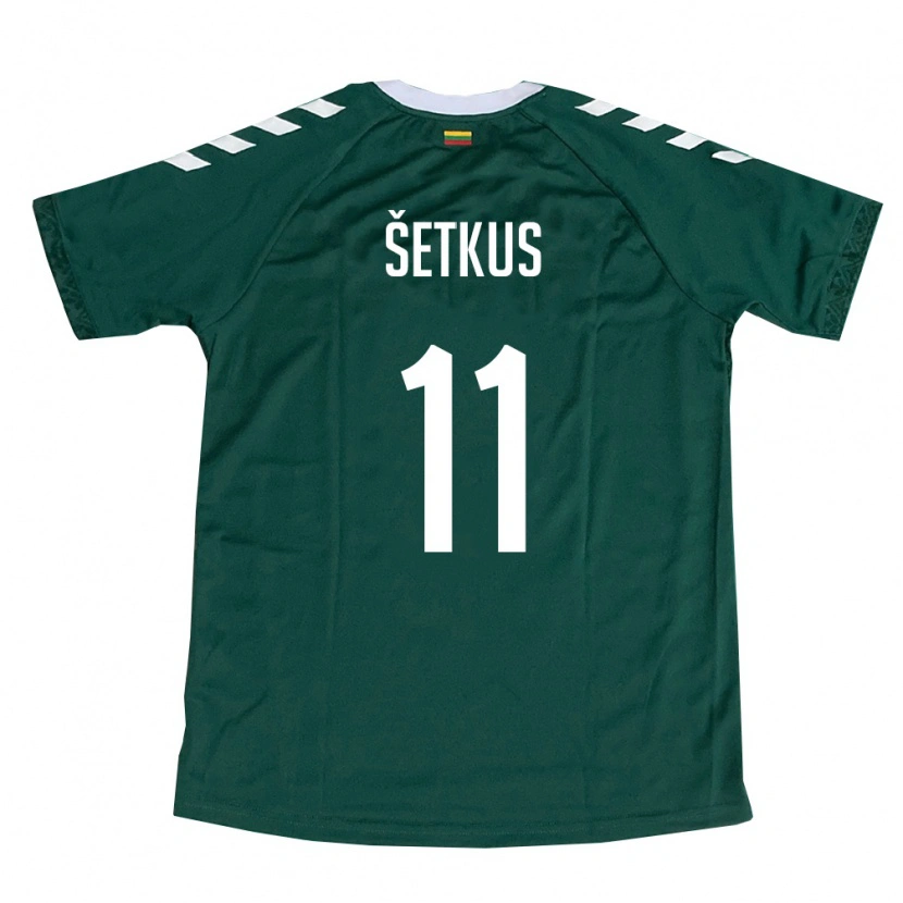 Danxen Mujer Camiseta Lituania Martynas Šetkus #11 Verde Oscuro Blanco 2ª Equipación 26-28 La Camisa México