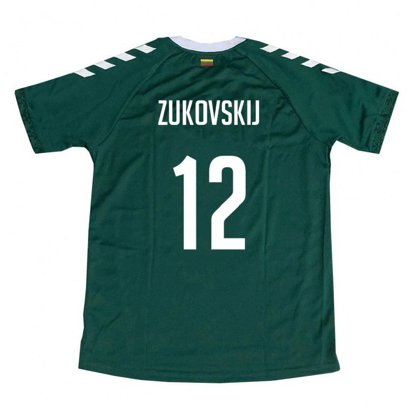 Danxen Mujer Camiseta Lituania Mark Žukovskij #12 Verde Oscuro Blanco 2ª Equipación 26-28 La Camisa México
