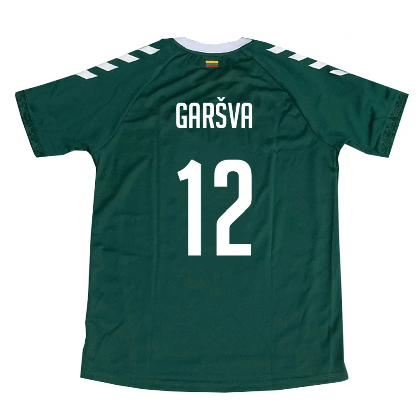 Danxen Mujer Camiseta Lituania Rapolas Garšva #12 Verde Oscuro Blanco 2ª Equipación 26-28 La Camisa México