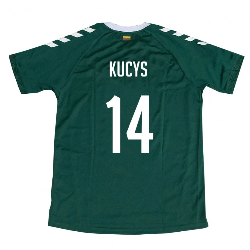 Danxen Mujer Camiseta Lituania Armandas Kucys #14 Verde Oscuro Blanco 2ª Equipación 26-28 La Camisa México