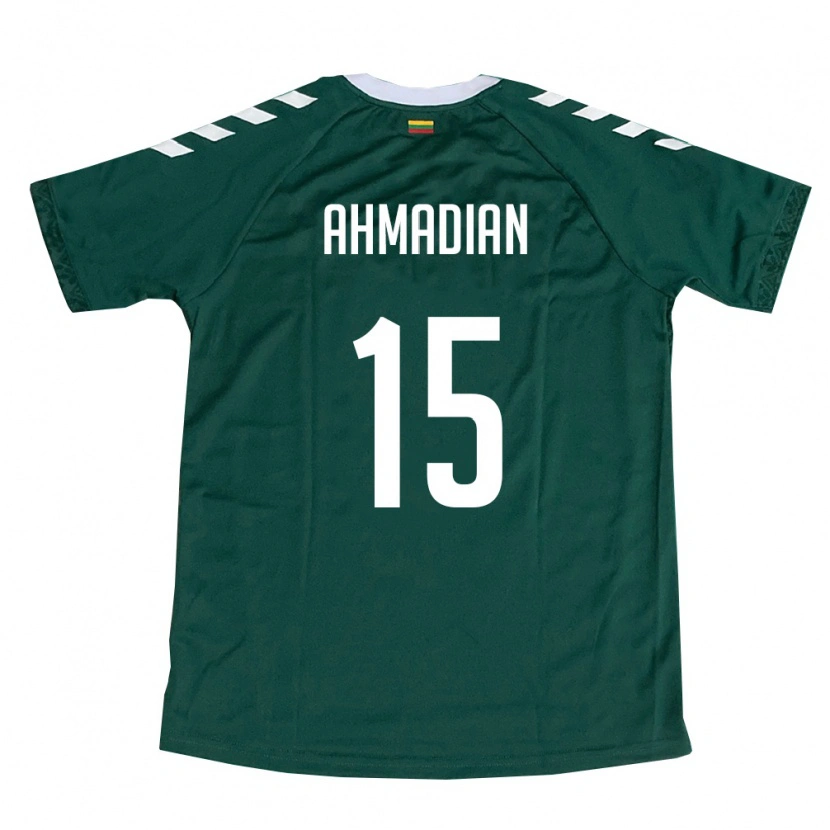 Danxen Mujer Camiseta Lituania Arijus Ahmadian #15 Verde Oscuro Blanco 2ª Equipación 26-28 La Camisa México