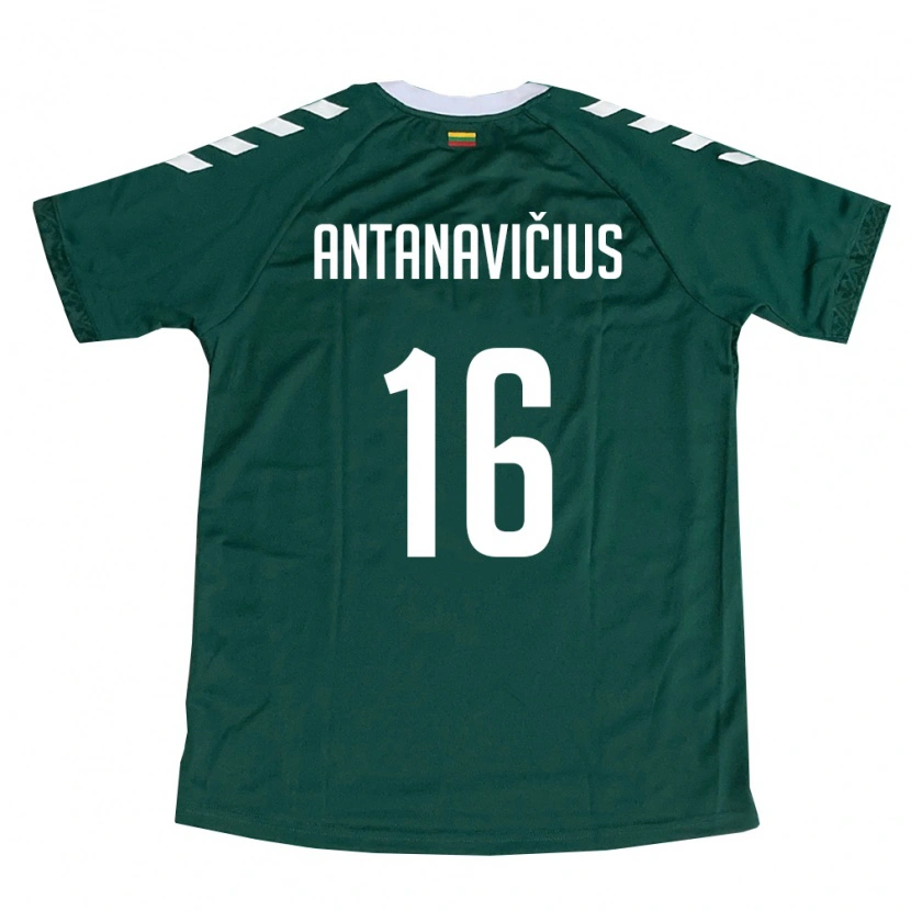 Danxen Mujer Camiseta Lituania Domantas Antanavičius #16 Verde Oscuro Blanco 2ª Equipación 26-28 La Camisa México