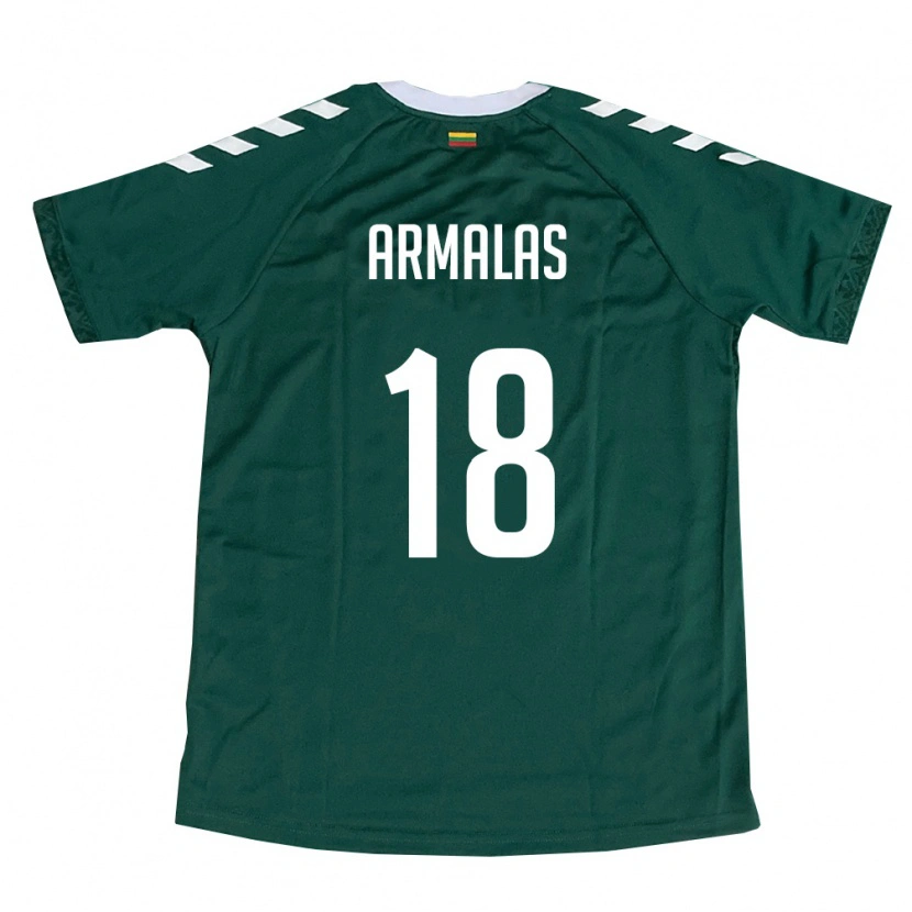 Danxen Mujer Camiseta Lituania Vilius Armalas #18 Verde Oscuro Blanco 2ª Equipación 26-28 La Camisa México