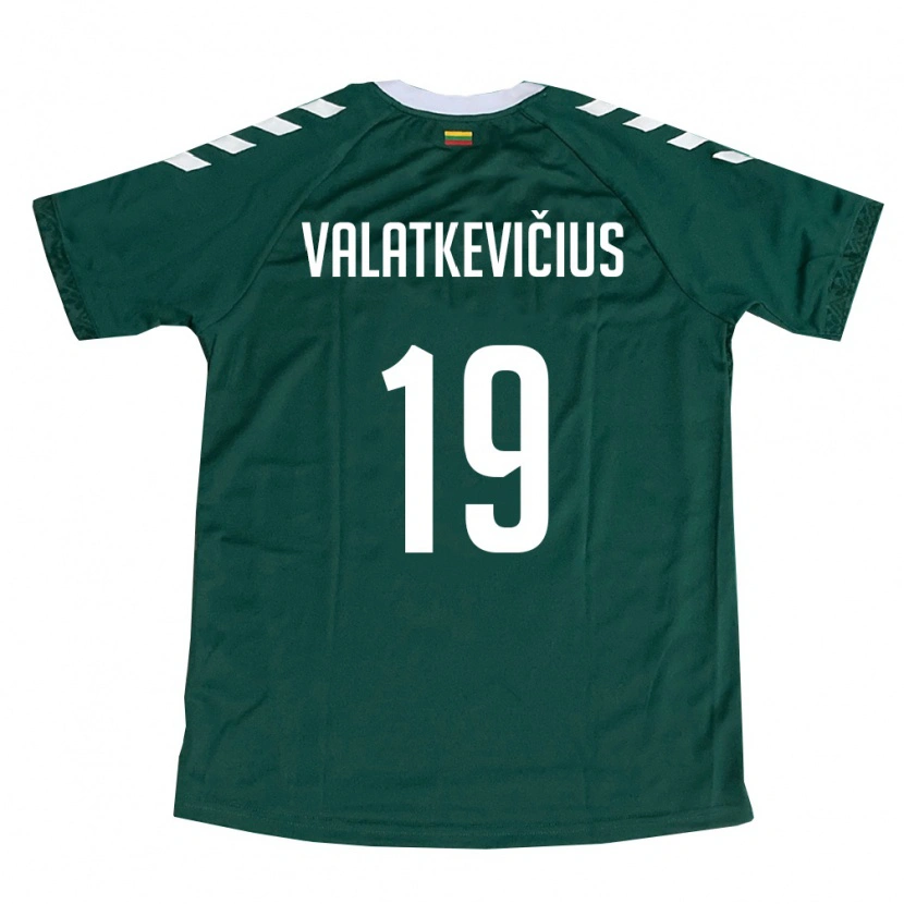 Danxen Mujer Camiseta Lituania Gvidas Valatkevičius #19 Verde Oscuro Blanco 2ª Equipación 26-28 La Camisa México