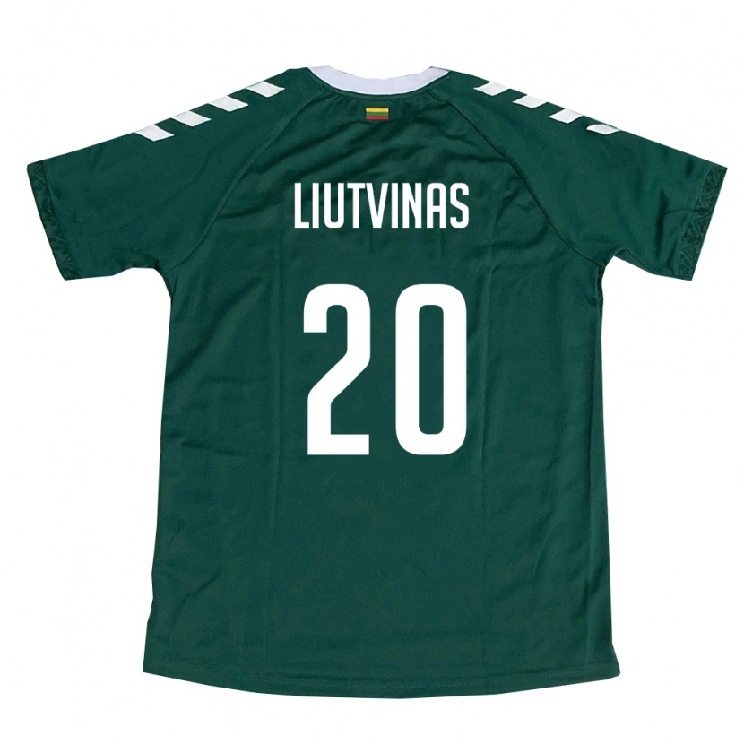 Danxen Mujer Camiseta Lituania Kristupas Liutvinas #20 Verde Oscuro Blanco 2ª Equipación 26-28 La Camisa México