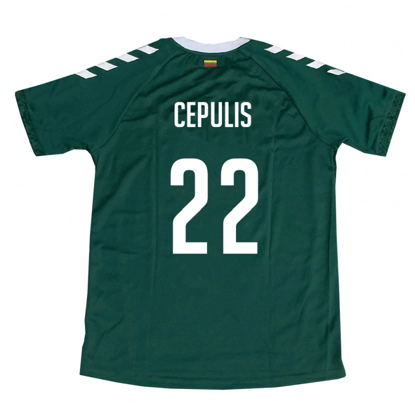 Danxen Mujer Camiseta Lituania Kristupas Cepulis #22 Verde Oscuro Blanco 2ª Equipación 26-28 La Camisa México