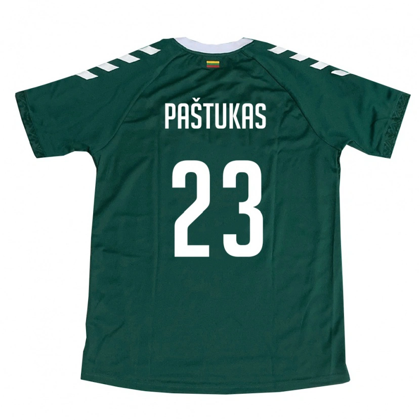 Danxen Mujer Camiseta Lituania Justas Paštukas #23 Verde Oscuro Blanco 2ª Equipación 26-28 La Camisa México