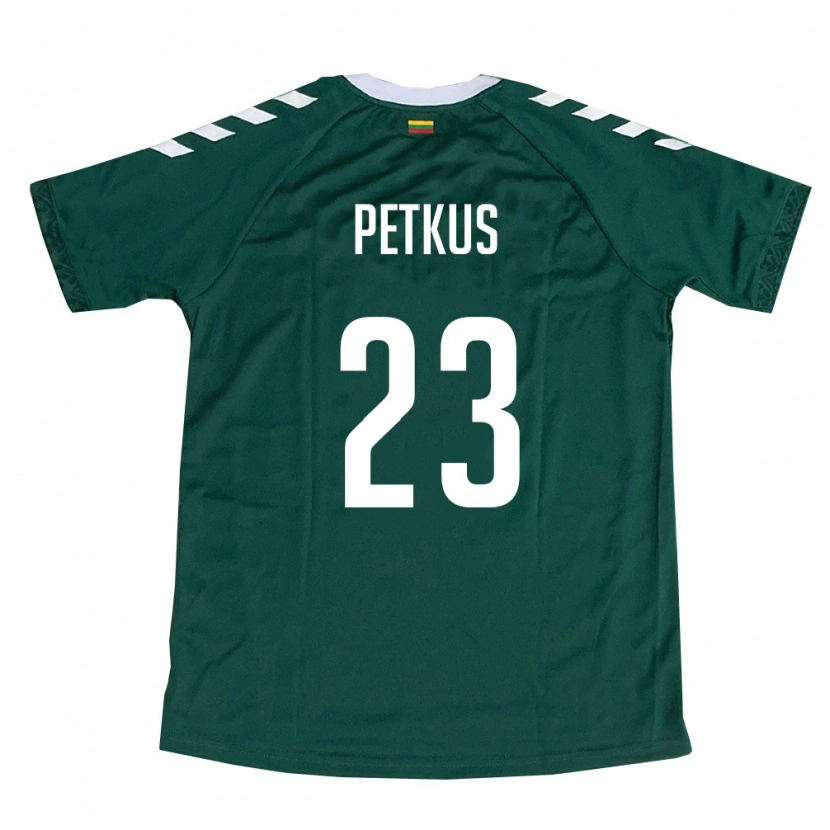 Danxen Mujer Camiseta Lituania Nojus Petkus #23 Verde Oscuro Blanco 2ª Equipación 26-28 La Camisa México