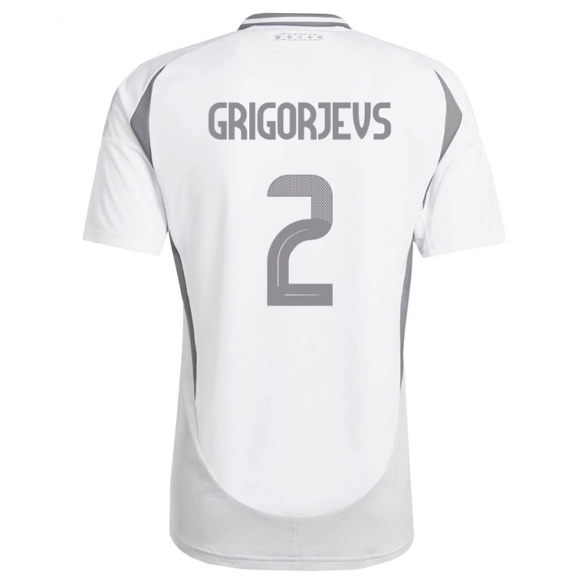 Danxen Mujer Camiseta Letonia Mihails Grigorjevs #2 Blanco Gris Oscuro 2ª Equipación 26-28 La Camisa México
