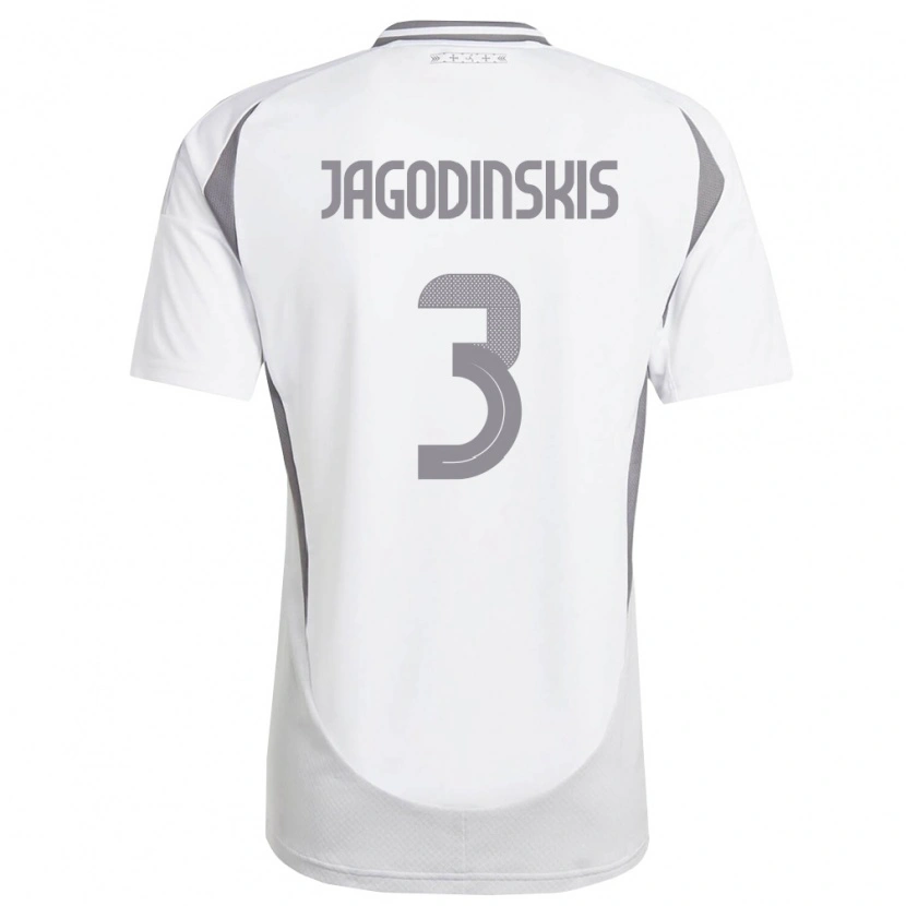 Danxen Mujer Camiseta Letonia Vitalijs Jagodinskis #3 Blanco Gris Oscuro 2ª Equipación 26-28 La Camisa México