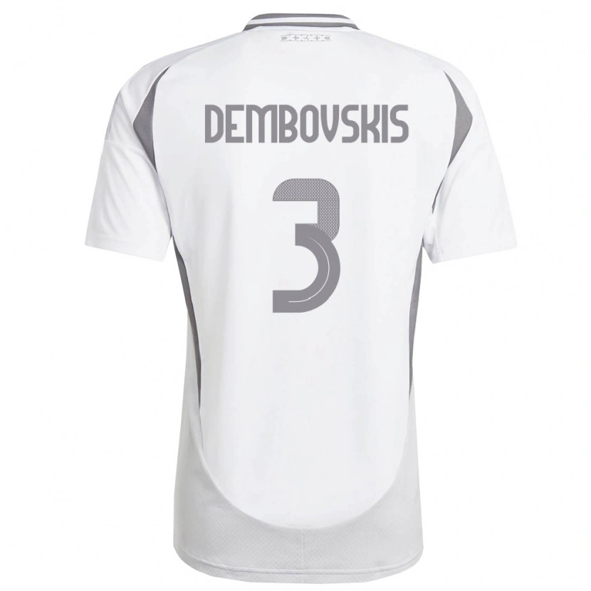 Danxen Mujer Camiseta Letonia Markuss Dembovskis #3 Blanco Gris Oscuro 2ª Equipación 26-28 La Camisa México