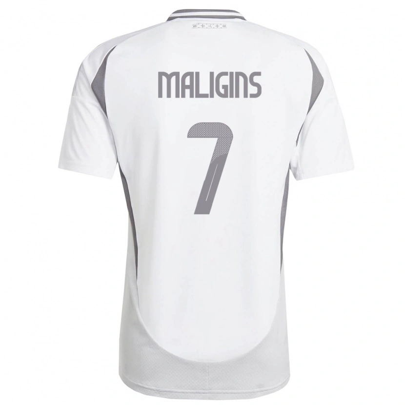 Danxen Mujer Camiseta Letonia Zahars Maligins #7 Blanco Gris Oscuro 2ª Equipación 26-28 La Camisa México