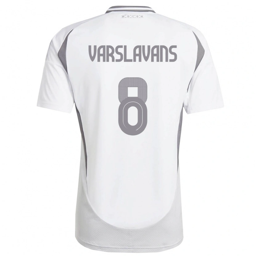 Danxen Mujer Camiseta Letonia Renars Varslavans #8 Blanco Gris Oscuro 2ª Equipación 26-28 La Camisa México