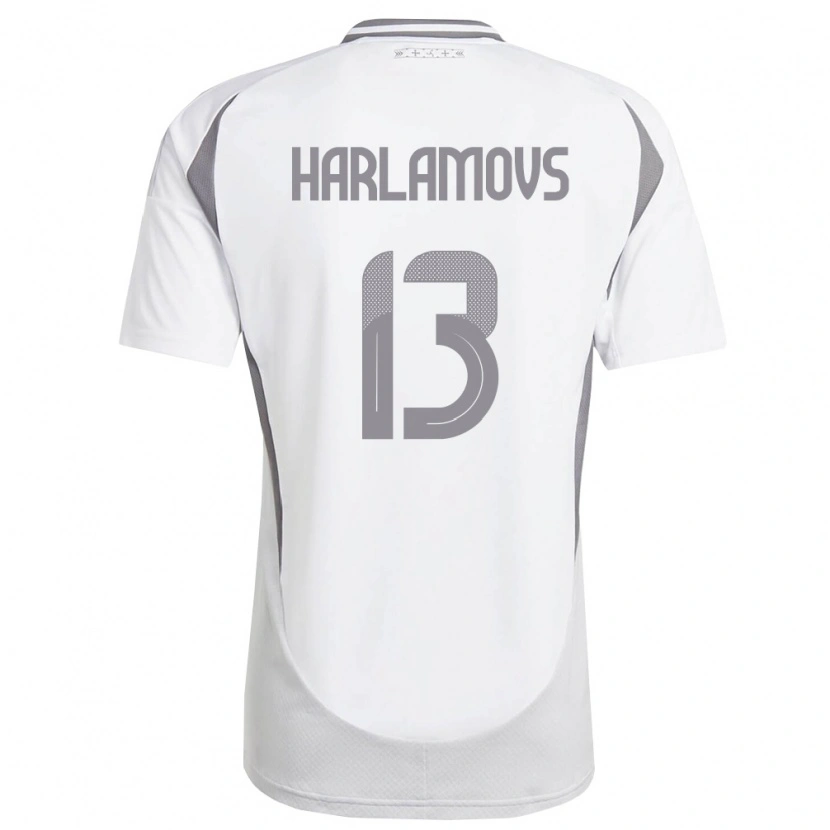 Danxen Mujer Camiseta Letonia Ilja Harlamovs #13 Blanco Gris Oscuro 2ª Equipación 26-28 La Camisa México