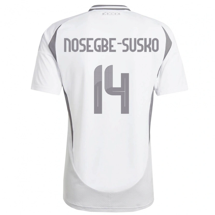Danxen Mujer Camiseta Letonia Daniels Nosegbe-Suško #14 Blanco Gris Oscuro 2ª Equipación 26-28 La Camisa México