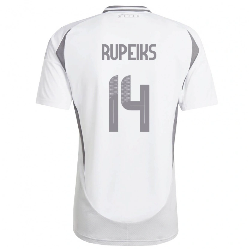 Danxen Mujer Camiseta Letonia Krisjanis Rupeiks #14 Blanco Gris Oscuro 2ª Equipación 26-28 La Camisa México