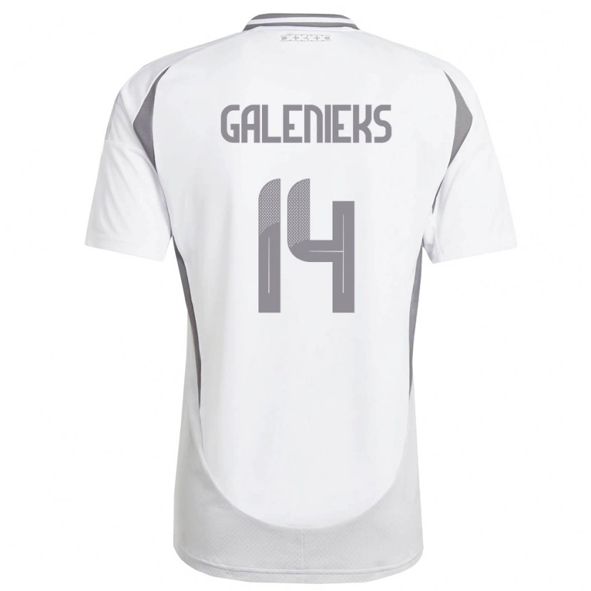 Danxen Mujer Camiseta Letonia Emils Galenieks #14 Blanco Gris Oscuro 2ª Equipación 26-28 La Camisa México