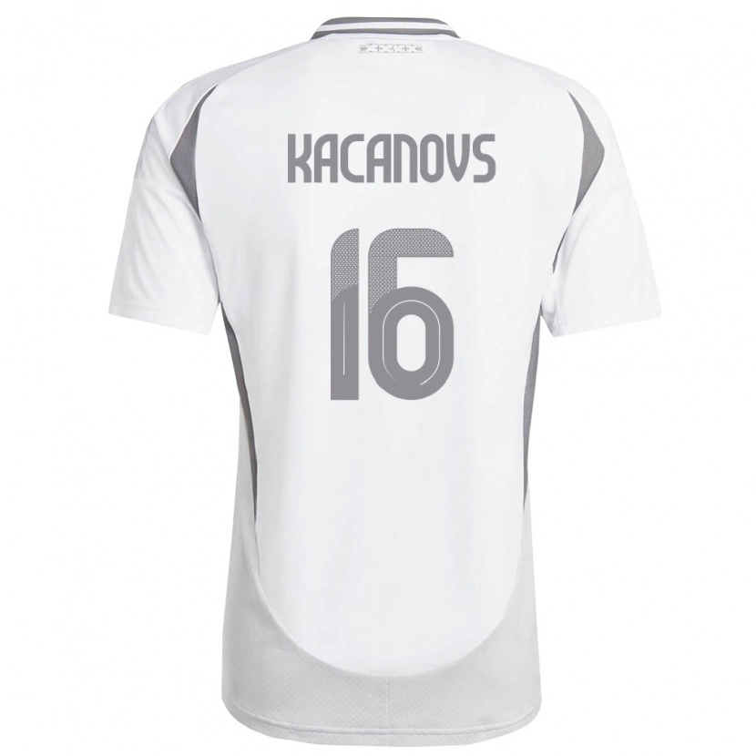 Danxen Mujer Camiseta Letonia Glebs Kacanovs #16 Blanco Gris Oscuro 2ª Equipación 26-28 La Camisa México