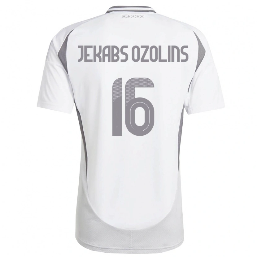 Danxen Mujer Camiseta Letonia Olivers Jekabs Ozolins #16 Blanco Gris Oscuro 2ª Equipación 26-28 La Camisa México