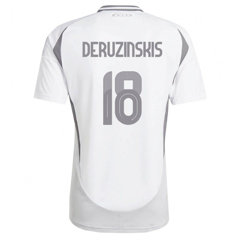 Danxen Mujer Camiseta Letonia Ruslans Deruzinskis #18 Blanco Gris Oscuro 2ª Equipación 26-28 La Camisa México