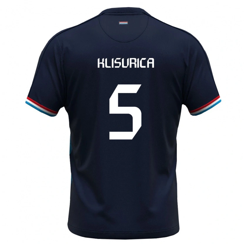 Danxen Mujer Camiseta Luxemburgo Roni Klisurica #5 Azul Real Rojo 2ª Equipación 26-28 La Camisa México