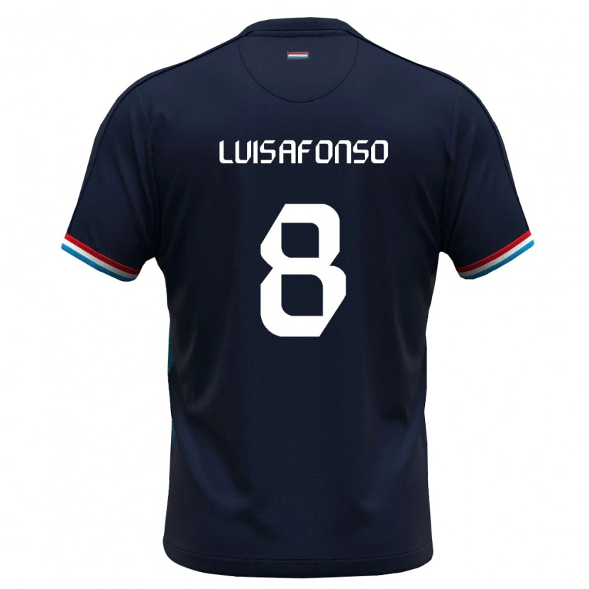 Danxen Mujer Camiseta Luxemburgo Hugo Luis Afonso #8 Azul Real Rojo 2ª Equipación 26-28 La Camisa México