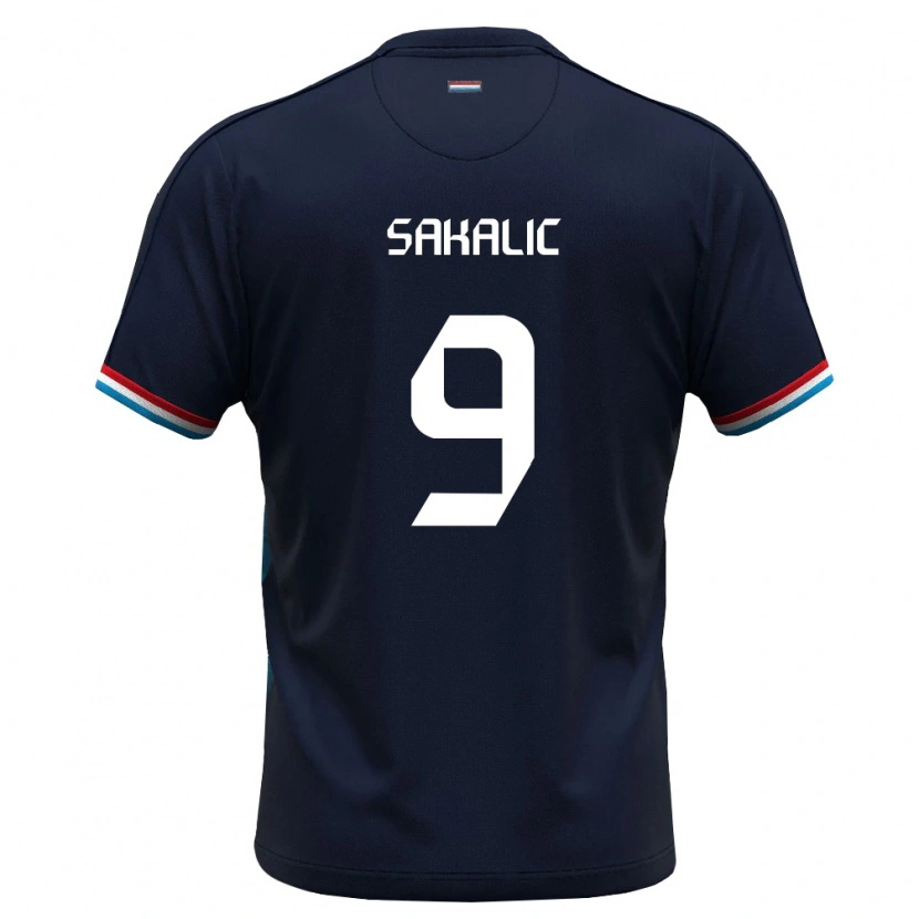 Danxen Mujer Camiseta Luxemburgo Adin Sakalic #9 Azul Real Rojo 2ª Equipación 26-28 La Camisa México