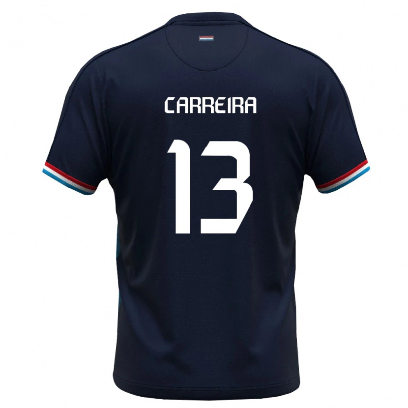Danxen Mujer Camiseta Luxemburgo Mateo Carreira #13 Azul Real Rojo 2ª Equipación 26-28 La Camisa México