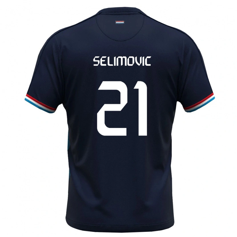 Danxen Mujer Camiseta Luxemburgo Vahid Selimovic #21 Azul Real Rojo 2ª Equipación 26-28 La Camisa México
