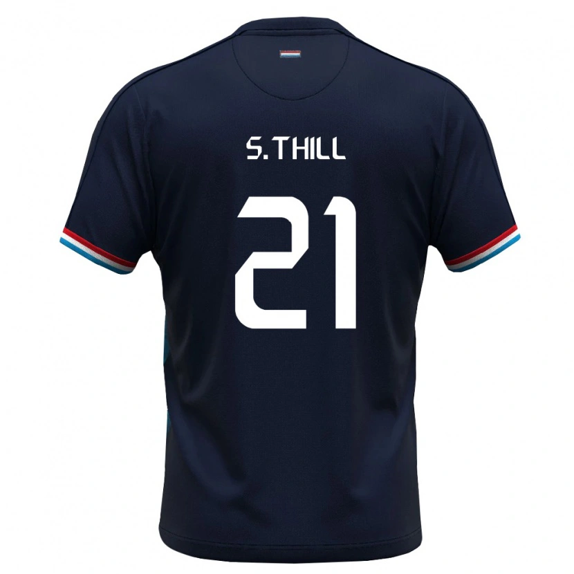 Danxen Mujer Camiseta Luxemburgo Sébastien Thill #21 Azul Real Rojo 2ª Equipación 26-28 La Camisa México