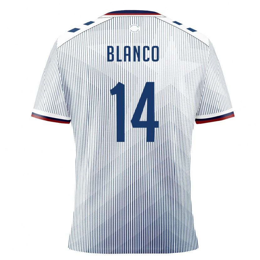 Danxen Mujer Camiseta Puerto Rico Justin Blanco #14 Azul Real Blanco 2ª Equipación 26-28 La Camisa México