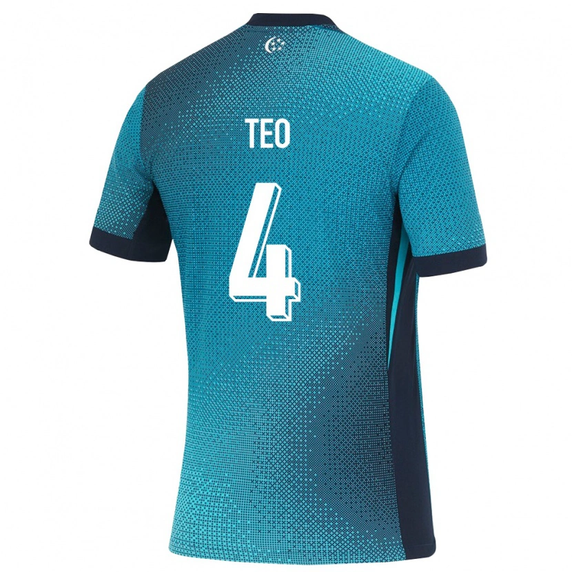 Danxen Mujer Camiseta Singapur Kieran Teo #4 Turquesa Oscuro Negro 2ª Equipación 26-28 La Camisa México