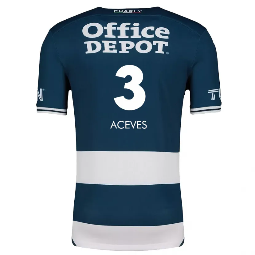Danxen Niño Camiseta Alonso Aceves #3 Azul Blanco 1ª Equipación 2024/25 La Camisa México