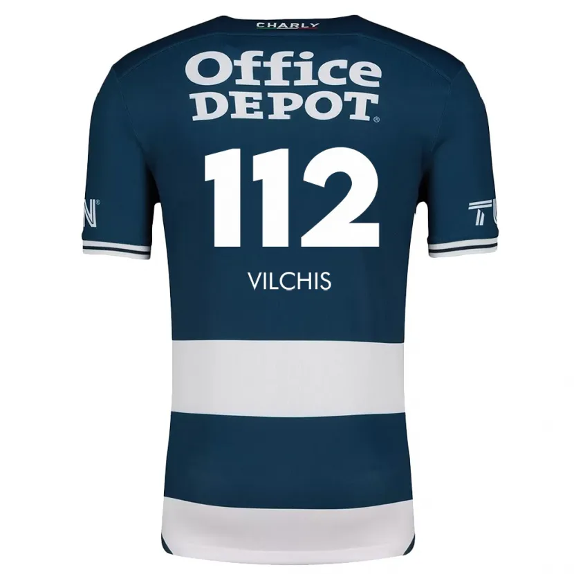 Danxen Niño Camiseta Leonardo Vílchis #112 Azul Blanco 1ª Equipación 2024/25 La Camisa México