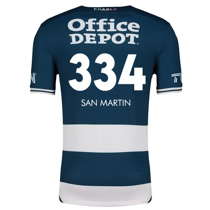 Danxen Niño Camiseta Uziel San Martín #334 Azul Blanco 1ª Equipación 2024/25 La Camisa México
