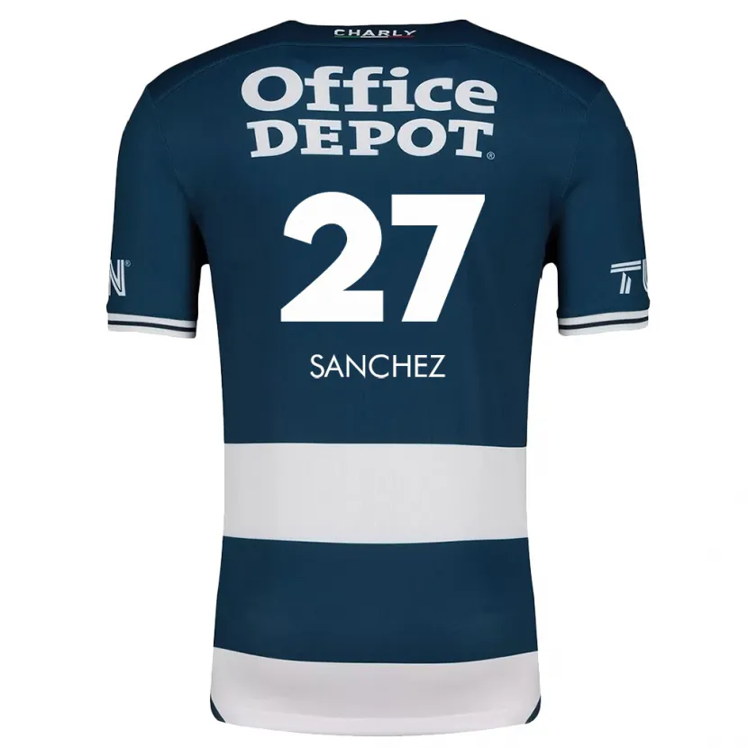 Danxen Niño Camiseta Ella Sanchez #27 Azul Blanco 1ª Equipación 2024/25 La Camisa México