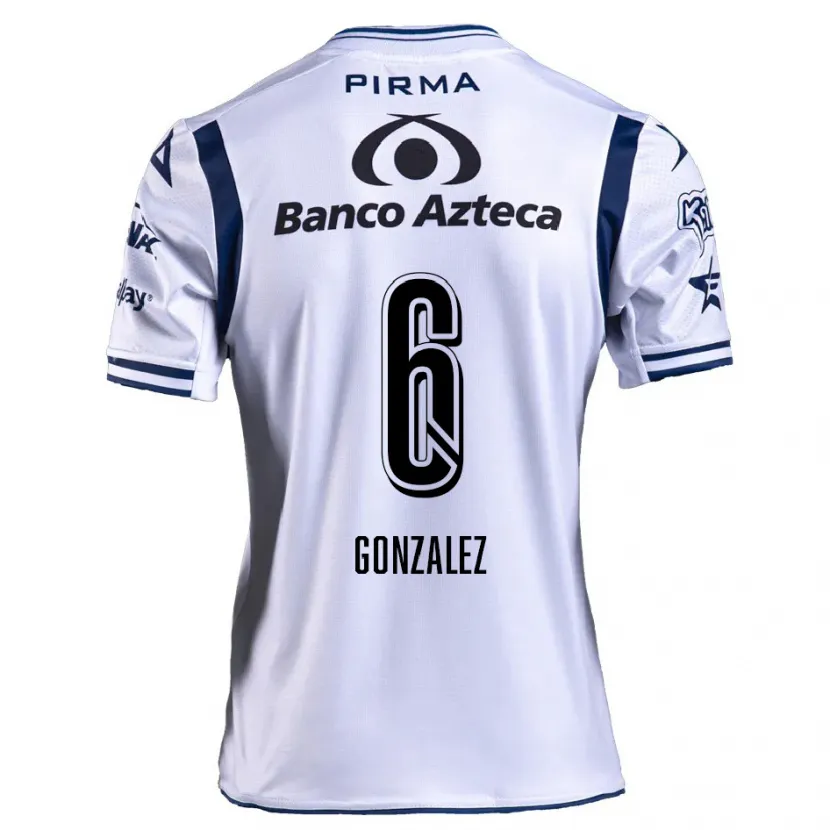 Danxen Niño Camiseta Pablo González #6 Blanco Azul Marino 1ª Equipación 2024/25 La Camisa México