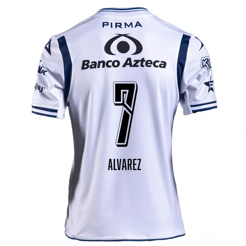 Danxen Niño Camiseta Daniel Álvarez #7 Blanco Azul Marino 1ª Equipación 2024/25 La Camisa México