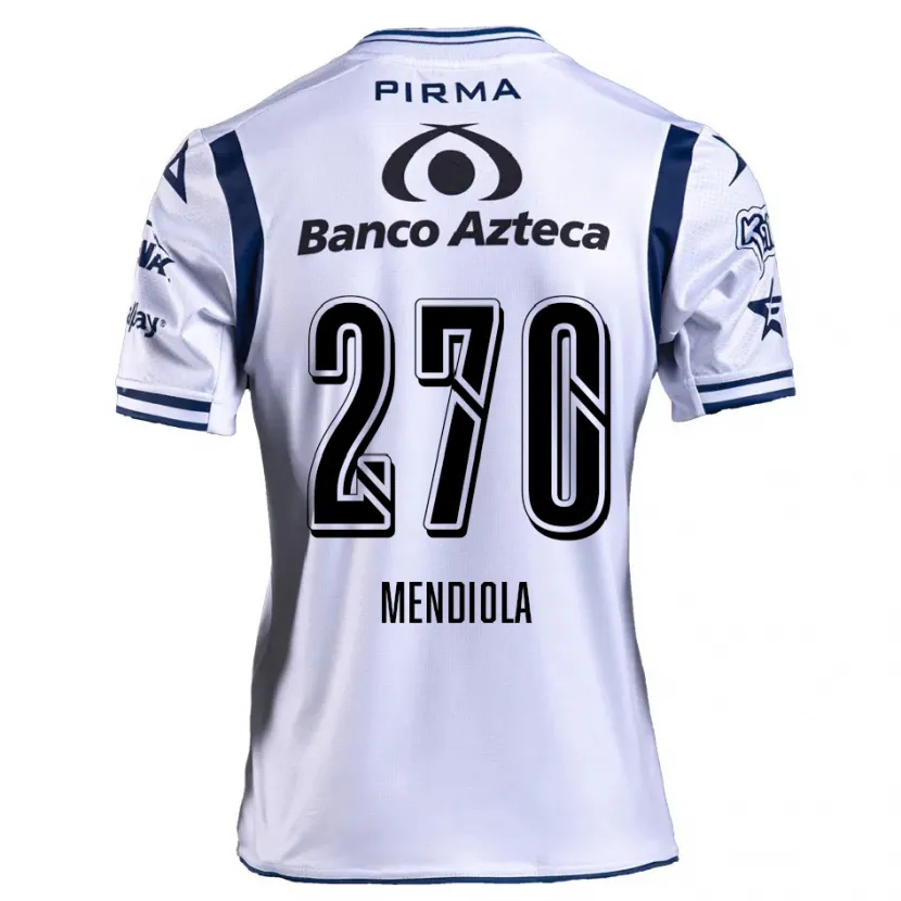 Danxen Niño Camiseta Carlos Mendiola #270 Blanco Azul Marino 1ª Equipación 2024/25 La Camisa México