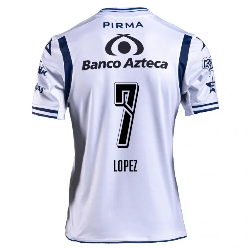 Danxen Niño Camiseta Viridiana López #7 Blanco Azul Marino 1ª Equipación 2024/25 La Camisa México